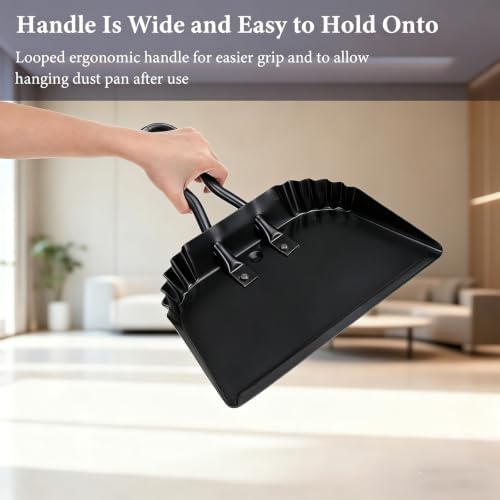 4Pcs Dust Pan and Brush Set, Heavy Duty Metal Dustpan - Image 4