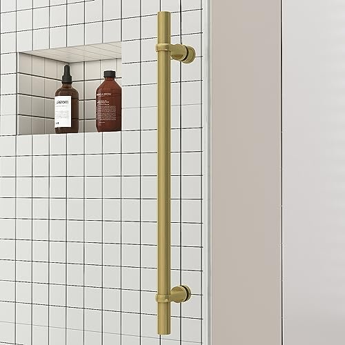 Sunrosa Frameless Double Sliding Shower Door 60" W x 76" H, Brushed Gold - Image 4