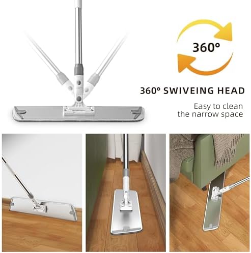 Flat Microfiber Mop for Floor Cleaning, 23.6 Inch Extra-Wide Aluminum Base Mop - Image 2