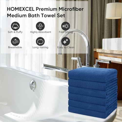 HOMEXCEL 6PK Bath Towel Set, 24x48 in, Absorbent&Quick Dry Towels - Image 4
