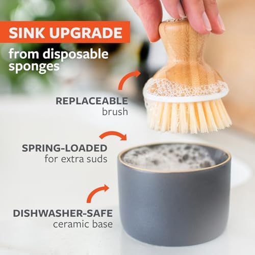 Full Circle Bubbly Palm Brush & Ceramic Soap Dispenser - Image 6