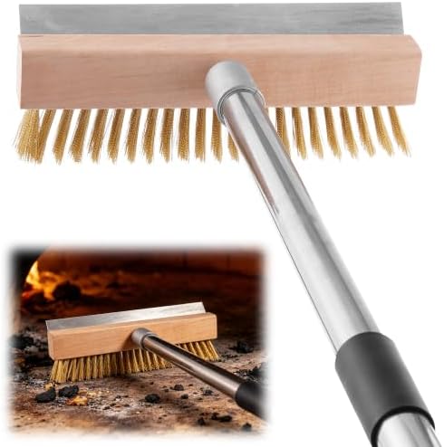 Pizza Oven Brush with Scraper, Grill Brush with 2-in-1 Scraper & Brass Bristles by Unknown