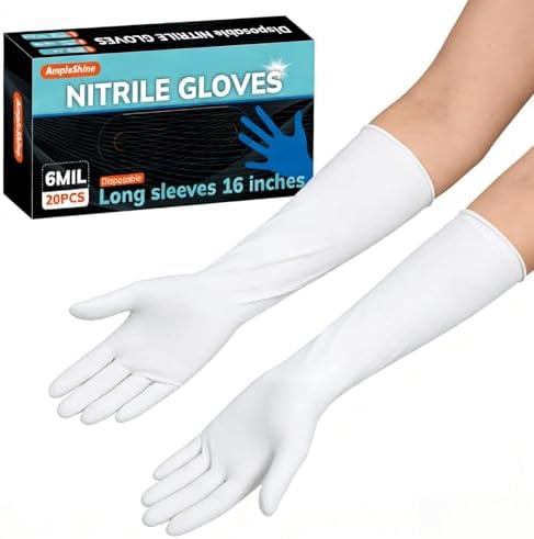 Long Sleeve Nitrile Disposable Gloves 16inch Cleaning 50PCS by Unknown