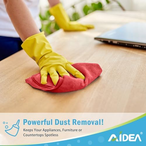 AIDEA Microfiber Cleaning Cloth Red-100PK, Shop Towels 12×12" - Image 3