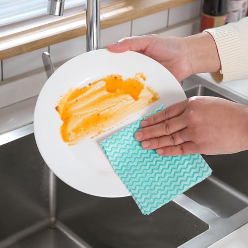 Disposable Cleaning Cloths, Absorbent Green Kitchen Towels, 50 Pack - Image 6