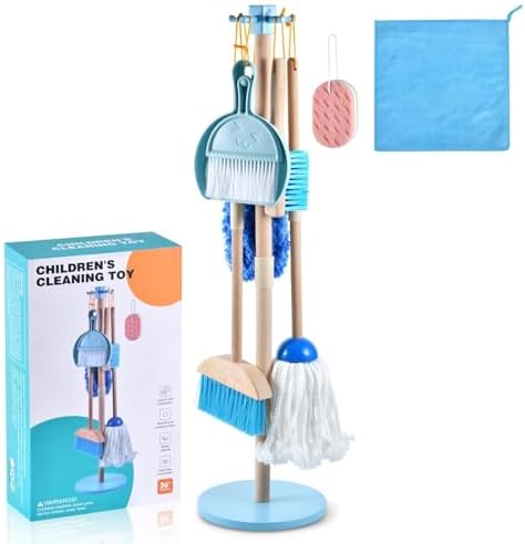 WHOHOLL 9 Pcs Wooden Kids Cleaning Toy Set, Cleaning Toys by WHOHOLL