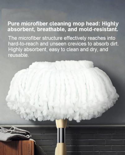 Spin Mop and Bucket, 360° Mop Head, 2 Reusable Microfiber Refills - Image 5