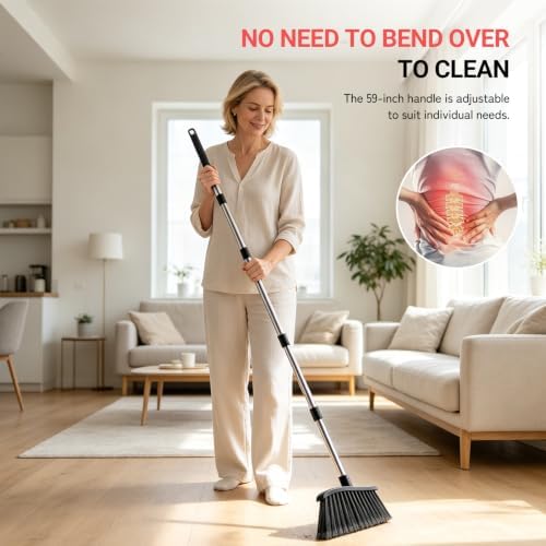 Angle Broom, 59‑in Long Handle Kitchen Brooms - Image 3