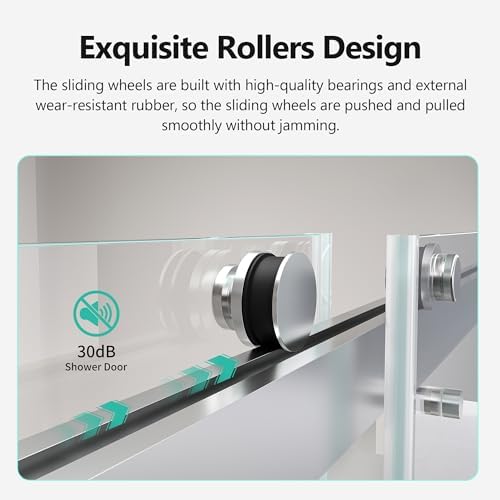 56-60 in W x 76 in H Double Sliding Frameless Soft-Close Shower Door - Image 5
