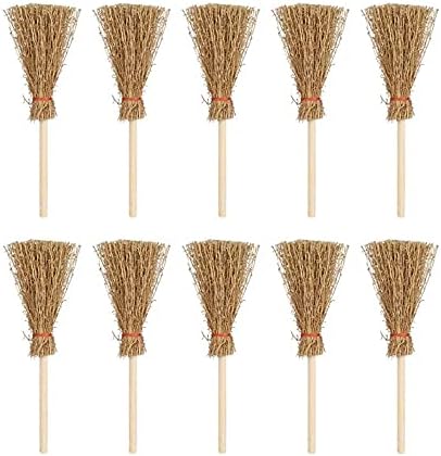 10Pcs Mini Brooms, Witch Straw Brooms, Brooms Accessories Props Miniature by GANPUB