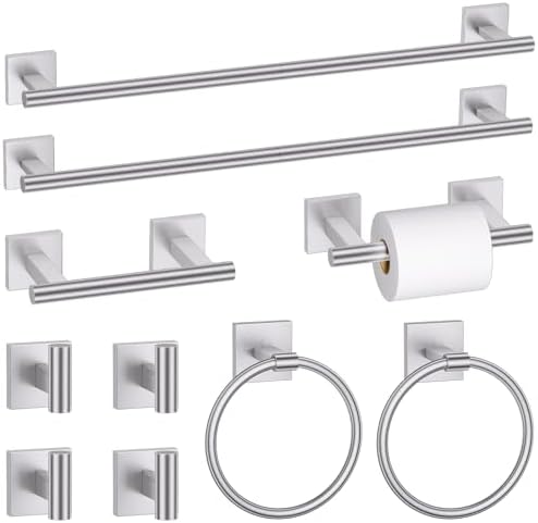 10 Pieces Brushed Nickel Towel Bar Set, Double Dase Toilet Paper Holder by SOAEZ