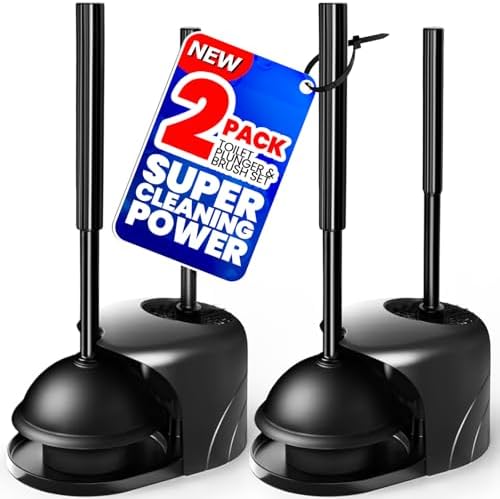 2Pack 2in1 Toilet Brush and Plunger Set by Unknown