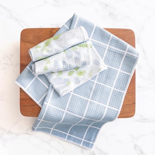 ELYN Microfiber Kitchen Dish Cloth Set, Quick-Dry & Absorbent Waffle Weave - Image 6