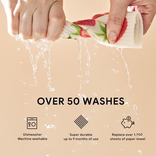 RECYCO Swedish Dishcloths for Kitchen | 5 Pack Fruit Grove Washable Dish Rags | - Image 5
