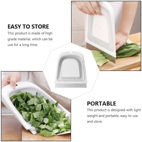 Kitchen Shovel with Scale, Foldable Dustpan Scraper Cutter White - Image 7