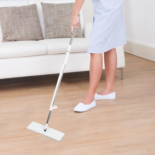 Microfiber Flat Mop with 2 Reusable Pads, 50 Inch Adjustable Self Wringing - Image 6