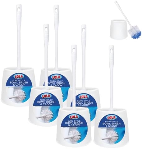 LOLA Classic Toilet Brush and Compact Space Saving Holder Set by LolaProducts