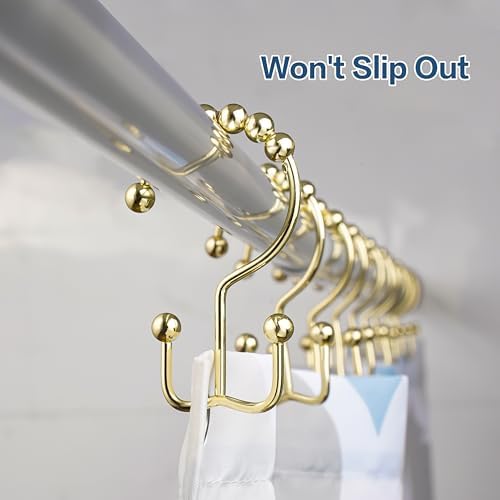 DAWNER Shower Curtain Hooks Rings, Rust Proof Hooks, Metal Easy Glide Double - Image 7