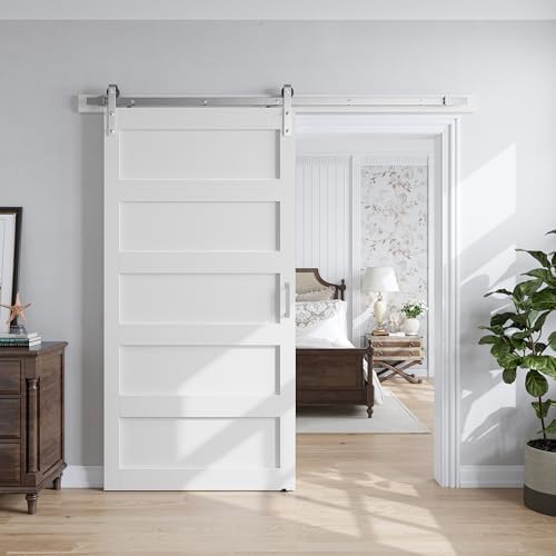 SMARTSTANDARD 42x84 inch White Barn Door by SMARTSTANDARD