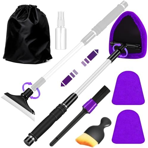 Purple Windshield Cleaner Tool, Car Interior Cleaning Kit by Vioview