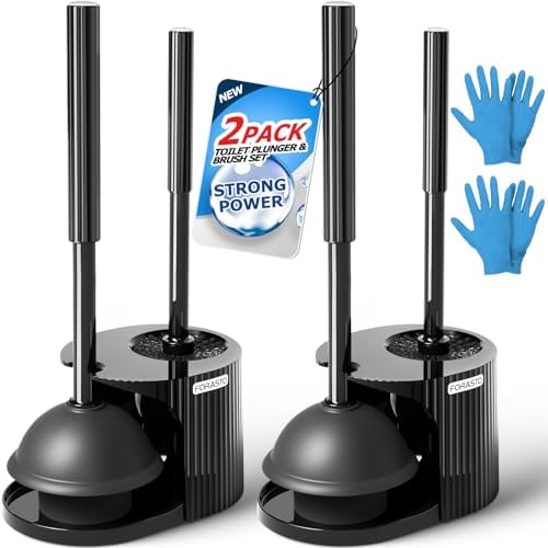 FORASTO 2Pack 2 in 1 Toilet Brush and Plunger Set, Extended Handle Plunger by FORASTO