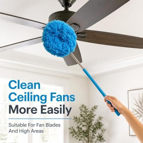 2 Pcs Adjustable Ceiling Fan Cleaner Brush Extendable Duster Brush Long Handle - Image 5