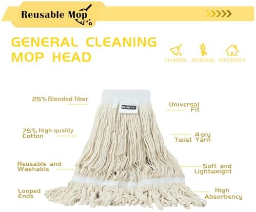 Mop Head Replacement, Commercial Mop Heads, Cotton Washable Industrial Mop Head - Image 2