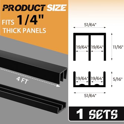 Landical 1 Set 4 ft Long Plastic Sliding Cabinet Door Track Hardware Set - Image 2