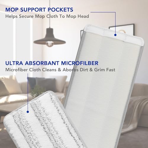 Microfiber Cleaning Pads for Flat Mop Bucket Set : 10 Packs 13" X 4.9" Washable - Image 2