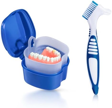 KISEER Blue Denture Bath Case Cup Box Holder Storage Container by KISEER