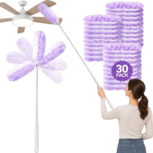 Long Handle Duster, 3 ft Extendable Pole, 30 Disposable Refills by LittleSeal