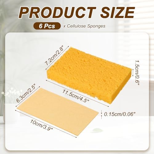 uxcell 6Pcs Cellulose Sponges, Square Kitchen Clean Sponges Non-Scratch - Image 2