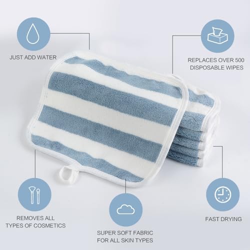 Microfiber Facial Cloths Fast Drying Washcloth 8x8inch Stripes 6 pack - Image 4