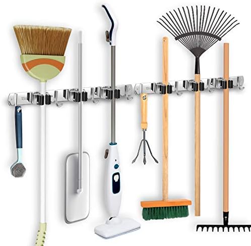 IMILLET 2 Pack Broom Holder Wall Mount Stainless Steel Mop Organizer by IMILLET