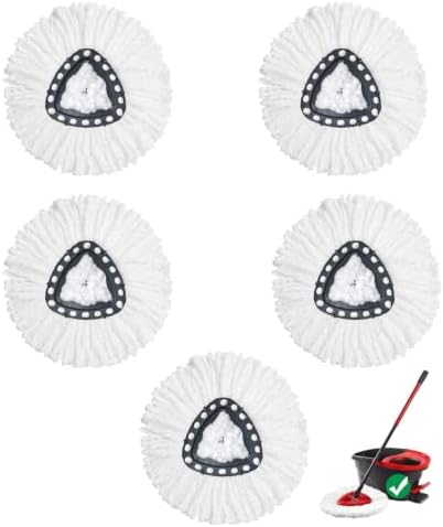 5Pack Spin Mop Replacement Heads, 100% Microfiber, Household Floor Cleaning by YEAZHEN