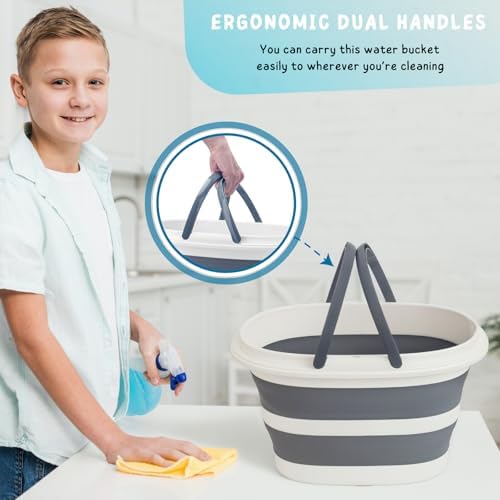 Collapsible Water Bucket with Handle, 10L Foldable Plastic Bucket - Image 5