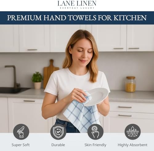 LANE LINEN Kitchen Towel Set 100% Cotton Absorbent 12 Pack - Image 2