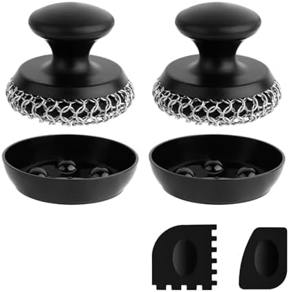 2PCS Cast Iron Scrubber Cleaner, Chainmail Scrubber by SEFONE