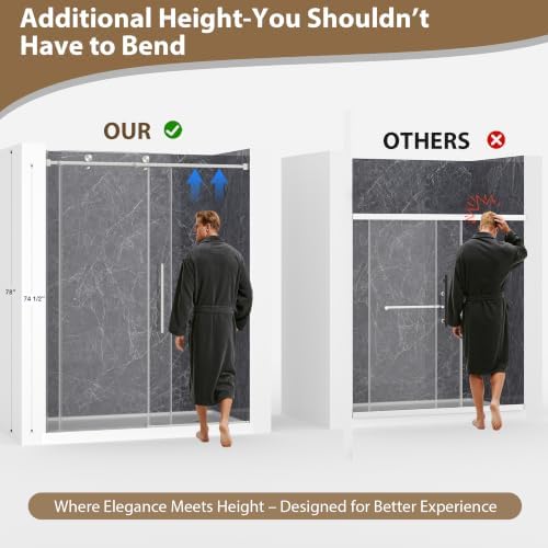 43"-48" W X 78" H Frameless Sliding Shower Doors Brushed Nickel - Image 2
