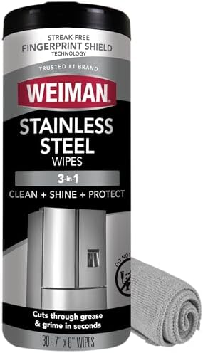 Weiman Stainless Steel Cleaner & Polish Kit, 1 Wipes & Cloth, Anti-Fingerprint by Weiman