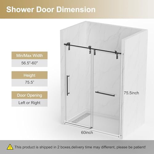 Kullavik 56-60" W x 76" H Frameless Sliding Shower Door - Image 6