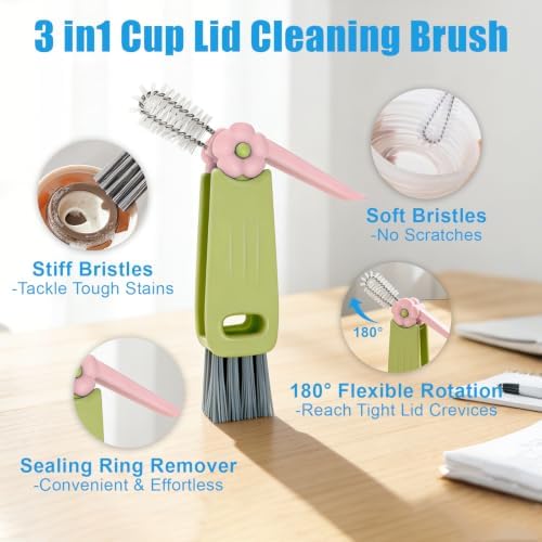 12Pcs Multifunctional Cleaning Brush, 3-in-1 Lid Cleaning Brush Set - Image 3