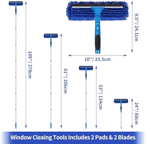 109" Window Cleaning Squeegee Kit, Professional 2 in 1 Squeegee Window Cleaner - Image 4