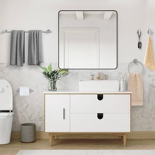 Brushed Nickel Bathroom Hardware Accessories Set, 5 Pieces Round Towel Bar Set - Image 7