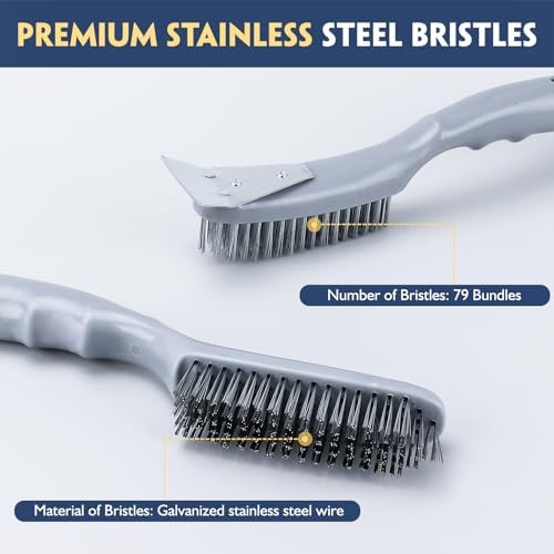 Stainless Steel Wire Brush Set 3Pcs, 6.9" x 2.6" Size Block Brush - Image 4