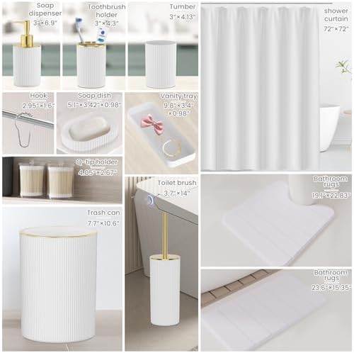 White and Gold Bathroom Accessories Set - Image 2