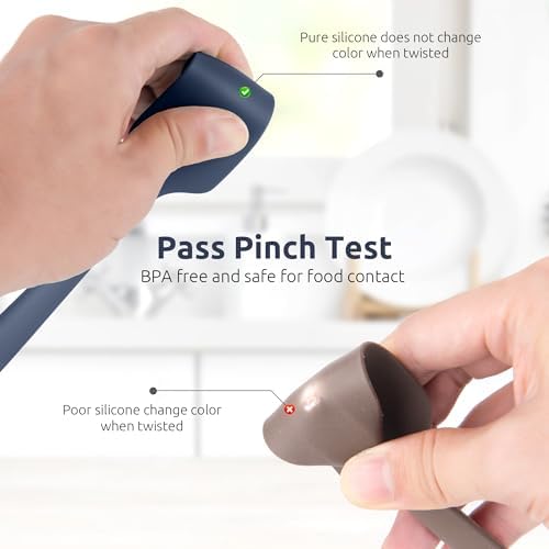 U-Taste Small Mini Silicone Spatula, 9in Rubber Jar Scraper, Midnight Blue - Image 4