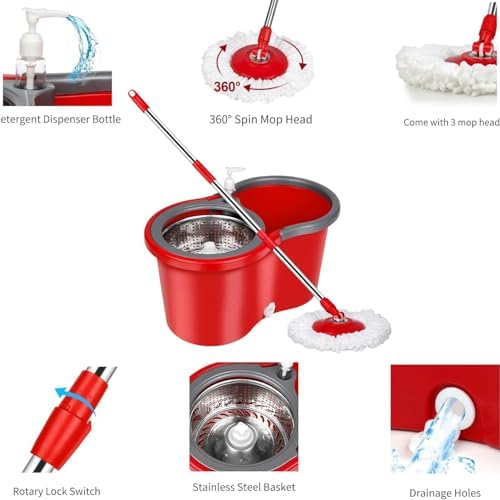 Spin Mop and Bucket Set with Wringer, 360° Spinning Mop, - Image 3