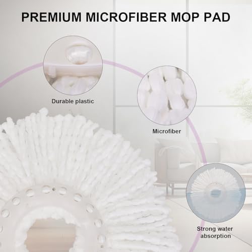 Spin Mop Replacement Heads, 6.3 Inch Microfiber Mop Refills Compatible - Image 4