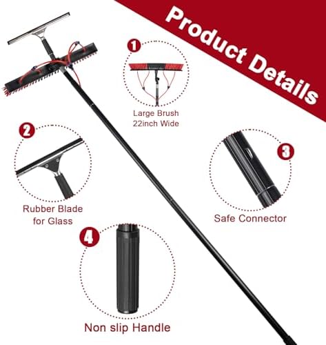 16.5ft/5m Water Fed Pole Kit, Solar Panel Cleaning & Squeegee Kit, Aluminum - Image 4